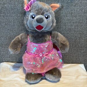 Build A Bear Violet The Wolf 12 16” Plush Great Wolf Lodge Exclusive Pink Sequin